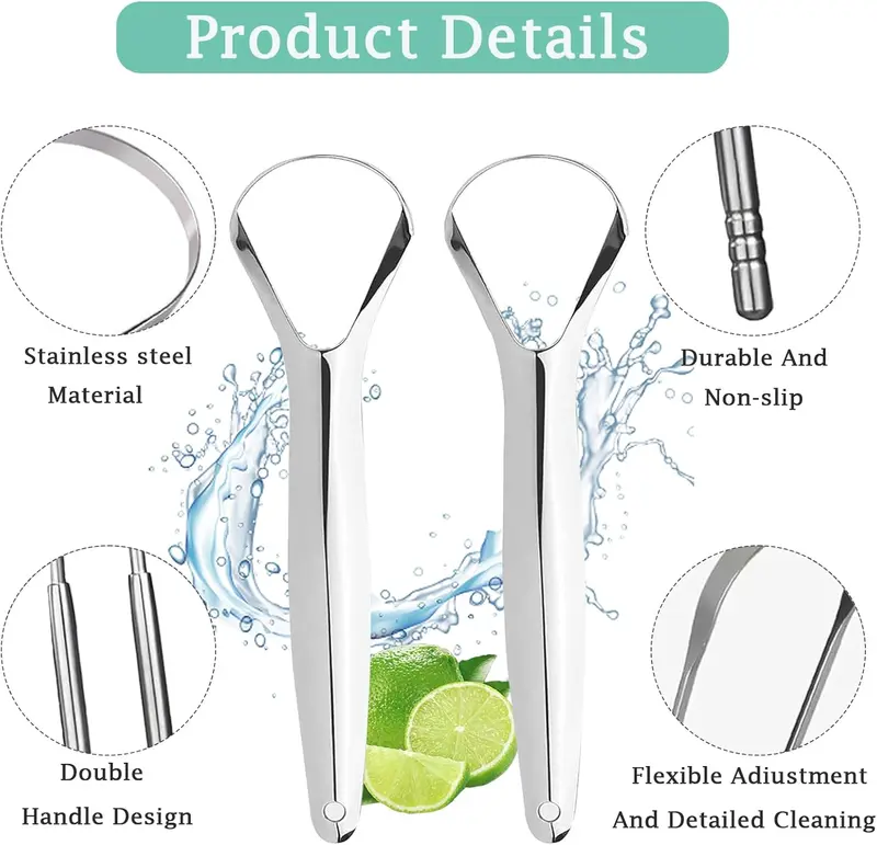 Tongue Scraper, Tongue Scraper Metal Brush, Stainless Steel Tongue Scraper Dental Care Tongue Cleaner, Gentle On Tongue, Mouth Fresher, Oral Care Kits, Portable Tongue Cleaners, Banishes Bad Breath, Oral Hygiener, Tongue Cleaning Tools,  Gift Ideas 2025 4
