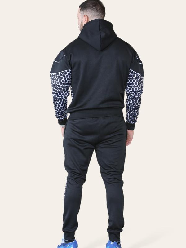 New Men's 2 Piece Logo Printed Running Jogging Hooded Tracksuit 2