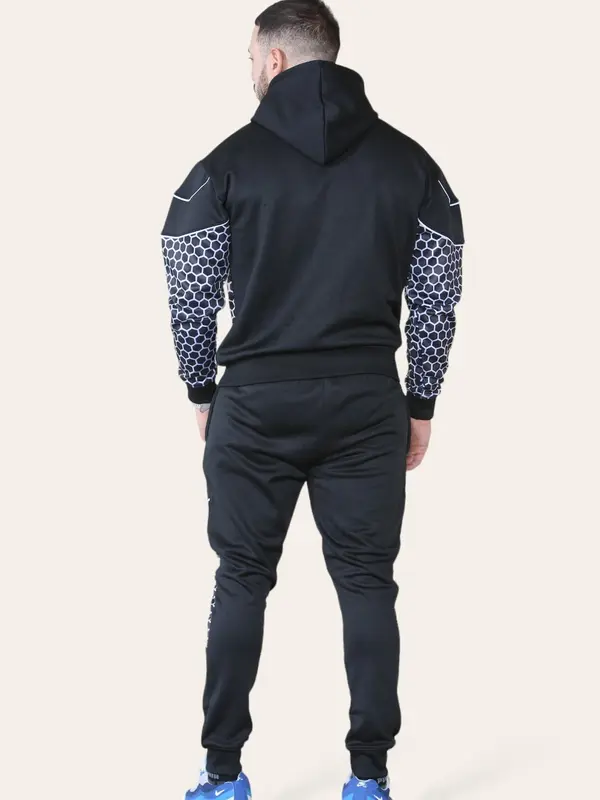 New Men's 2 Piece Logo Printed Running Jogging Hooded Tracksuit 1