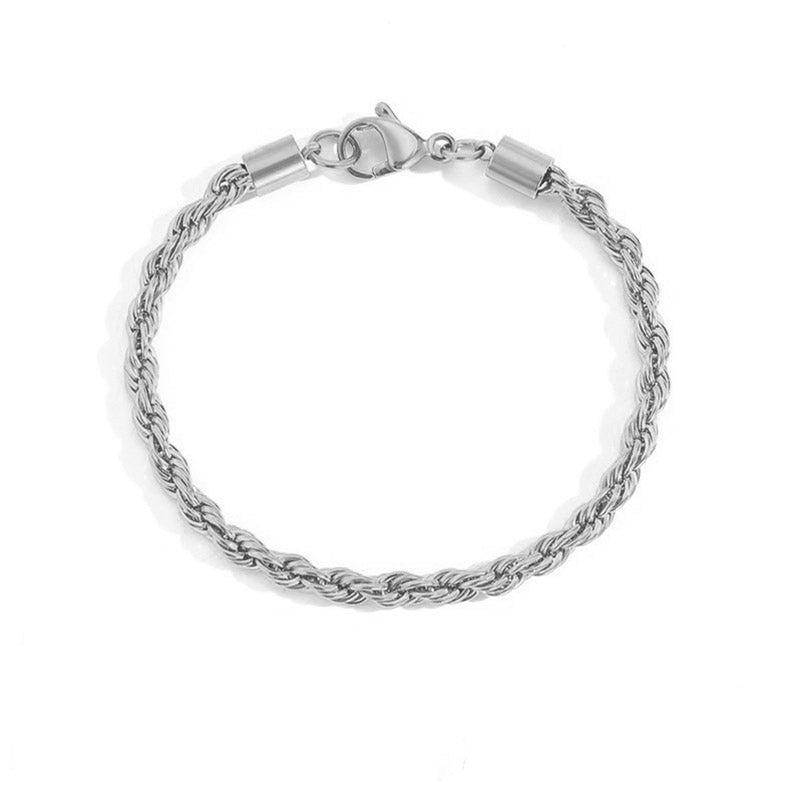 Silver Twisted Rope Chain Bracelet 0