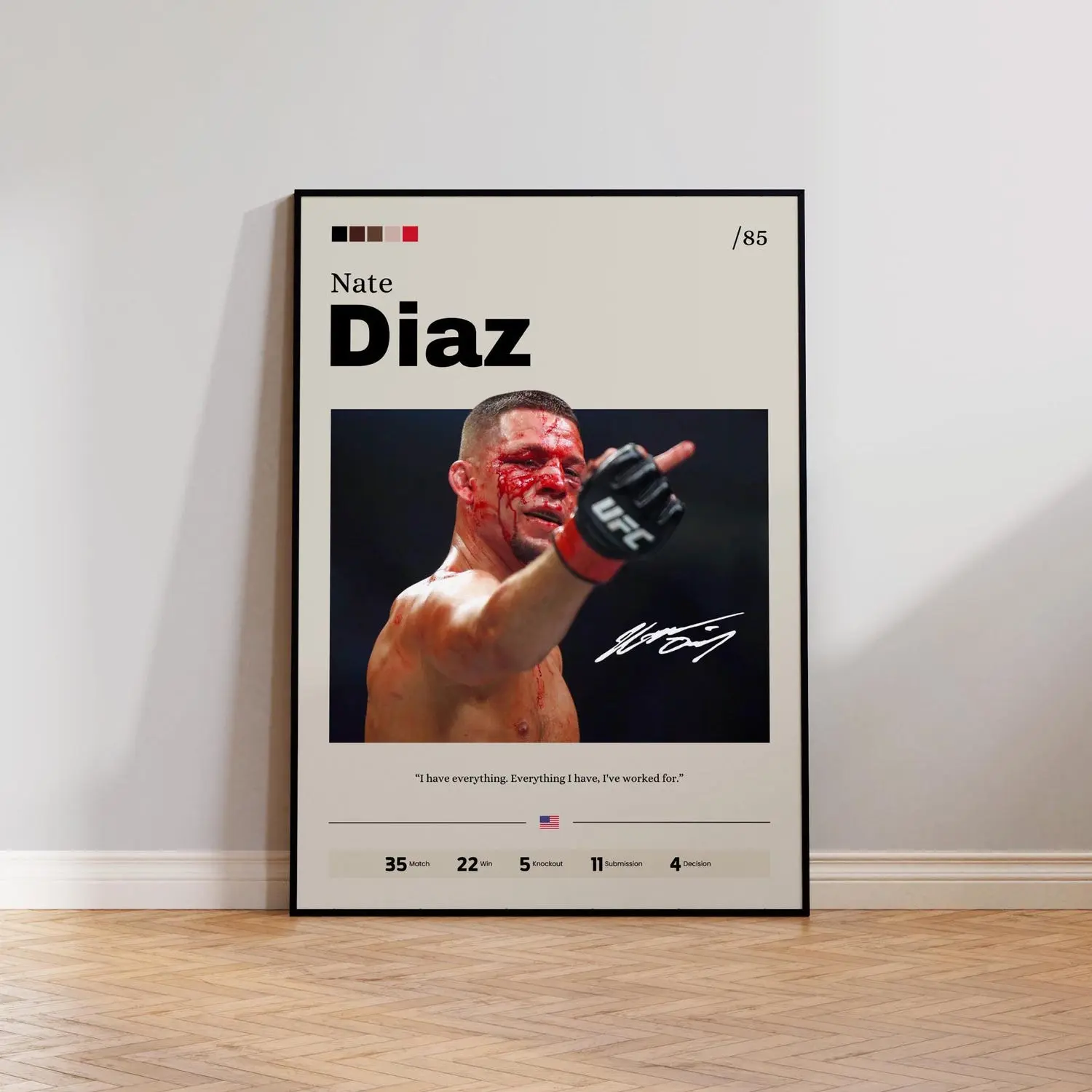 Nate Diaz Poster Art Unframed Poster, UFC Fighter Wall Decor, Mixed Martial Arts Poster, Sports Art, MMA Gift, Home Gym Decoration