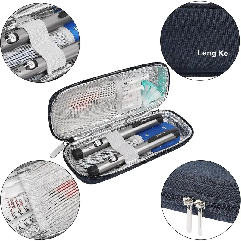 EVA Compact Insulin Cooler Travel Hard Case,Lightweight and Durable Diabetic Small Storage Travel Packs for Insulin Pens & Needles with 2 Ice Pack (Blue) 2