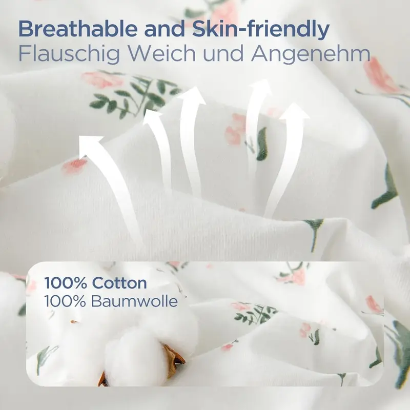 Baby Sleeping Bag Winter 2.5 Tog Sleeping Bag 18-36 months 100% Cotton Baby Wearable Blanket for Newborn, Flower 2