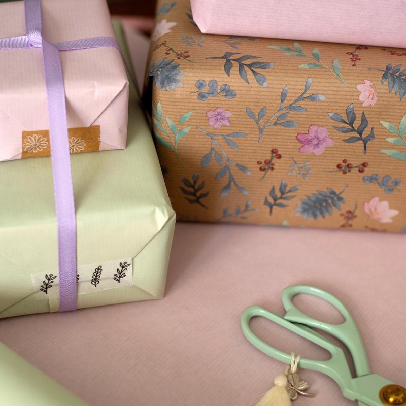 10m roll of Pink & Mint Green Kraft Wrapping Paper (500mm wide) Great for Birthdays, Weddings, Christening Gift Wrap 3