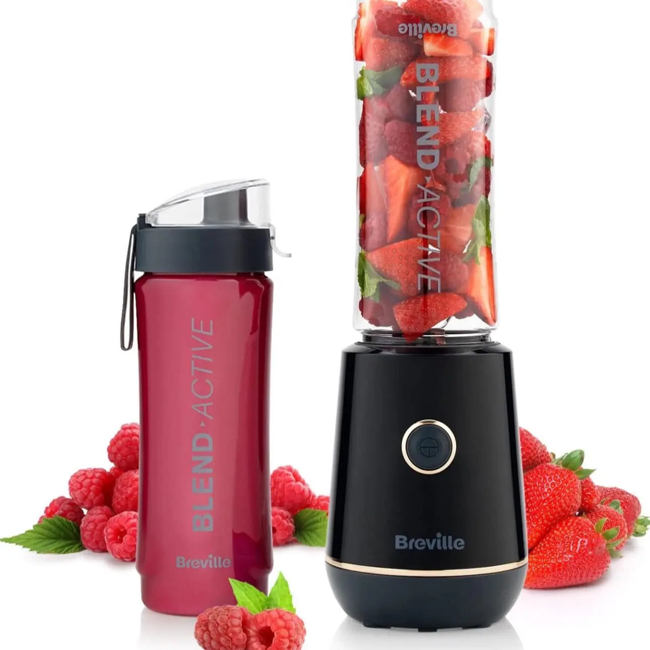 Breville Blend Active Personal Blender & Smoothie Maker | 350W | 1 Portable Blend Active Bottle (600ml) | Leak Proof Lid | Black & Gold [VBL251]