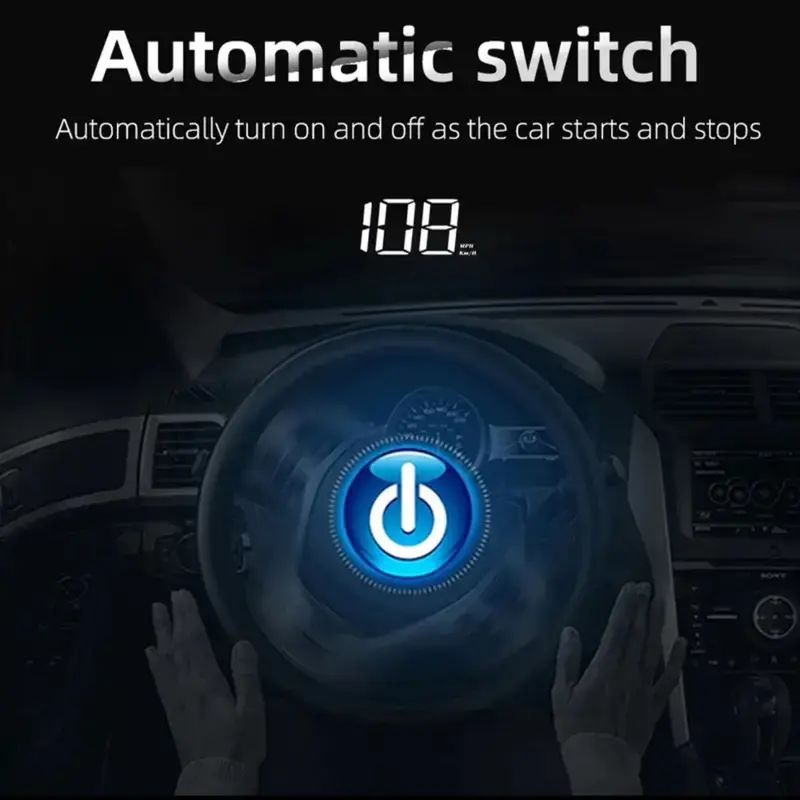 HD Car Head-Up Speed Display with Automatic Light Sensor/Switch - White Light Speedometer 3