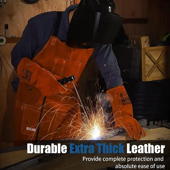 Leather Woodwork Apron,  Heavy Duty Leather Apron with 6 Tool Pockets, Adjustable M to XXL Hand Retro 4