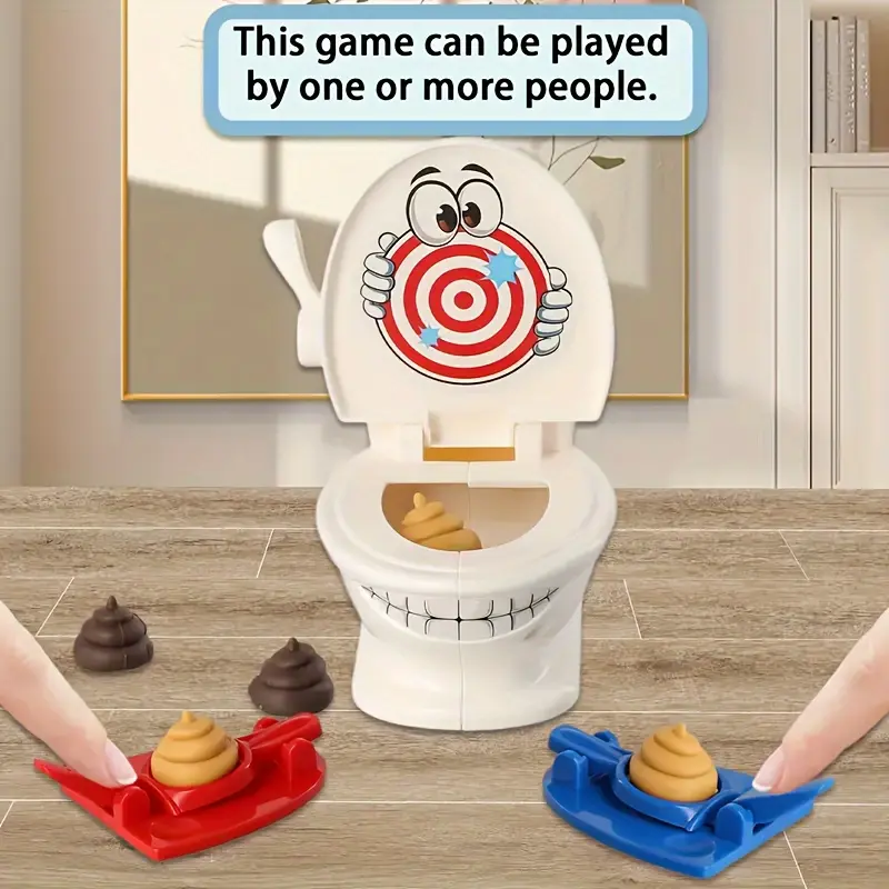 HARLESOTTO        MiaoMiao Hilarious Toilet Shooting Game Set - A Family - Oriented Game Featuring 1 Cartoon Toilet, 2 Launcher Toys, and 6 Plastic Poop Figures. Enjoy Rapid - Fire Fun with This Ideal Children's Party Game, Perfect as a Gift for Halloween 3