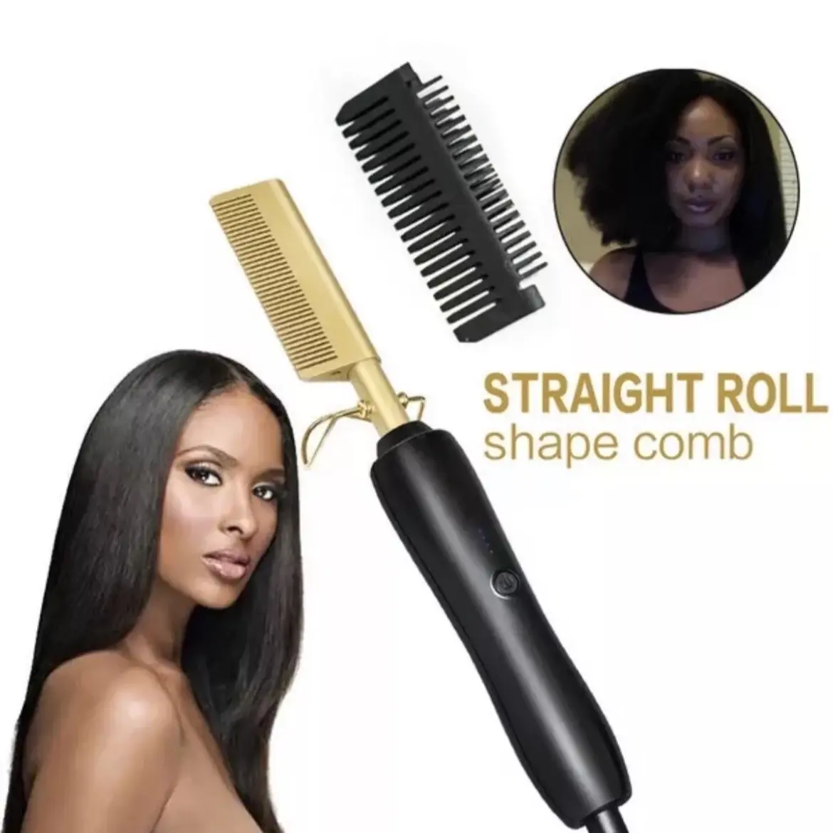 Hot Comb Electric Straightener Brush Hair Bbear Comb Curling Iron Hot UK Plug