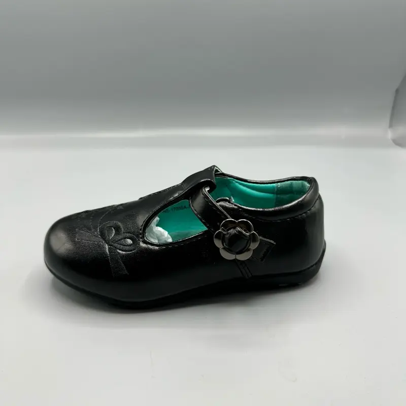 Girls Black Buckle Smart Lightweight Winter School Formal Walking Soft Cushioned Shoes for Kids 1