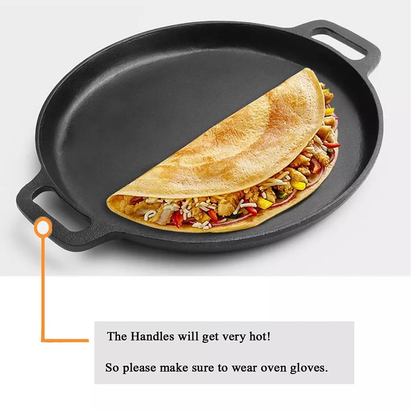 Non-Stick Cast Iron Round Grill Pan for Cooking Pizza and Griddles - 30cm and 35cm - Cookware 8