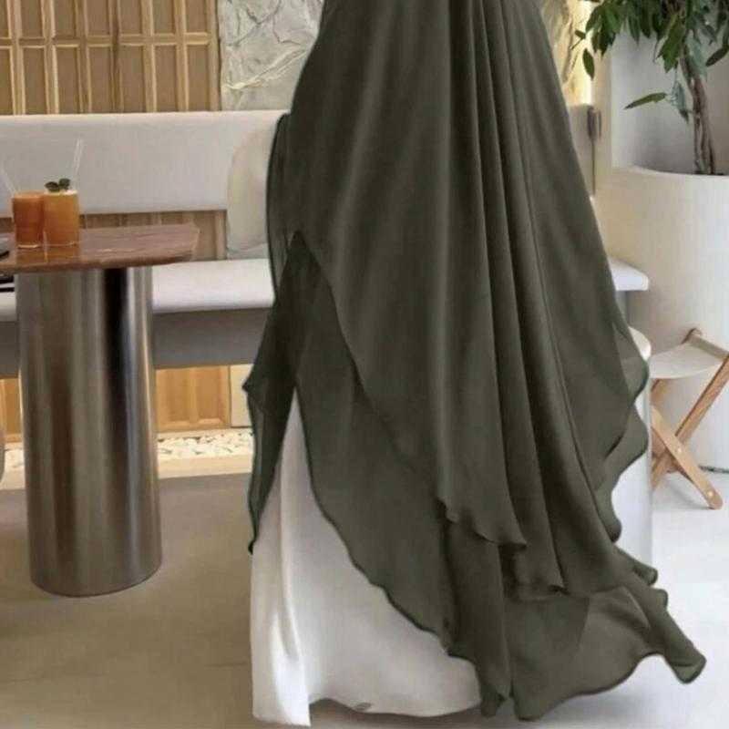 HASASERIES HS1000 Double Layered Chiffon Large Swing Headscarf circle  hijab 1