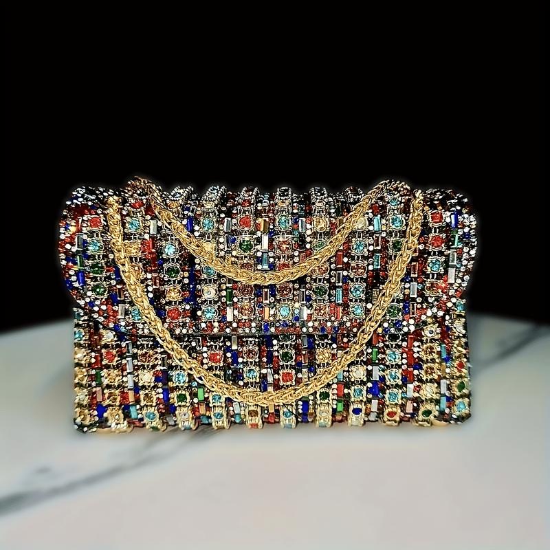 Women's Fashion Evening Handbag, Elegant Style Rhinestone Embellishments Purse, Lightweight Bag For Banquet And Party Use 0