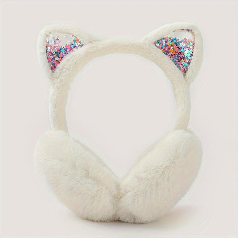 Product Introduction of Festive Cat Ear Headphones: Soft Faux Fur Ear Warmers with Sparkly Ears - Perfect for Winter Fashion 2