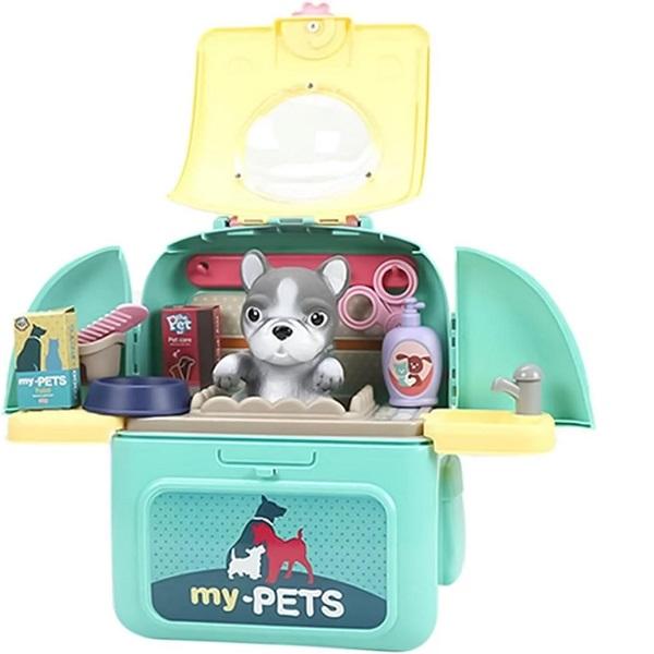 Kids Pet Space Bag Play House Set - 2 in 1 Pet Backpack for Dogs and Cats Grooming Kit 1