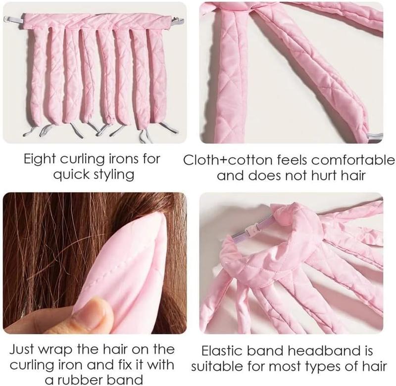 Heatless Curling Rod - Soft No Heat Hair Curlers for Overnight - Hair rollers with satin bag(pink) Haircare 8