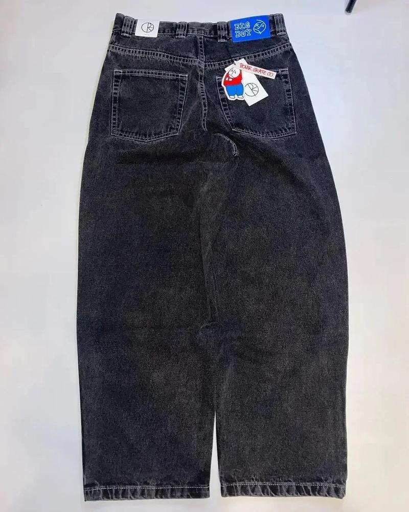 Product Introduction of Y2K Baggy Jeans Women Men Big Boy Hip Hop Cartoon Graphic Jeans Harajuku Embroidery New Pants Casual High Waist Wide Leg Trouser 10