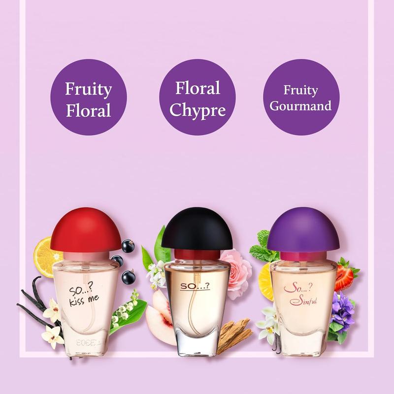 Three For Me Premium Womens Perfume Gift Set, Kiss Me, Sinful, SO...?, Eau De Toilette with Long Lasting Fragrance - Travel Size Mini Perfume for Girls, Ladies Gift Sets (3 x 15ml)  Gift Ideas, Gift For Girlfriend, Gift For Wife, Anniversary Gift 5