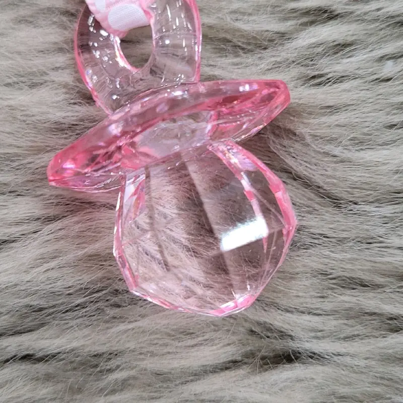 Pram Charm with pink Acrylic Dummy Pendant - Perfect for Baby pushchair 4