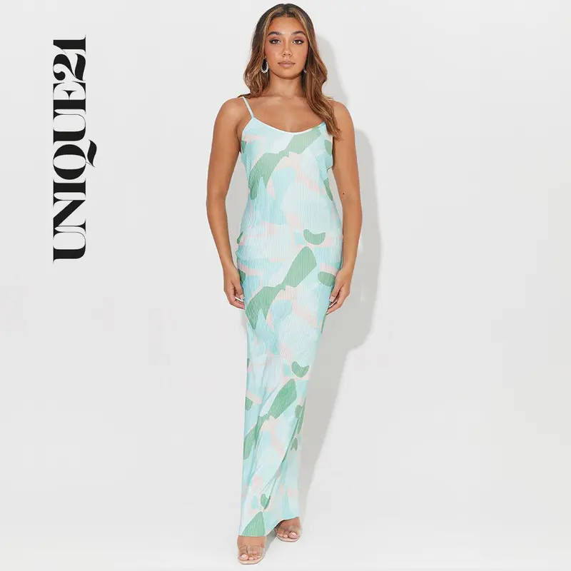 UNIQUE21 women Casual Loose Sundress Sleeveless Split Maxi Long Beach Dress 5