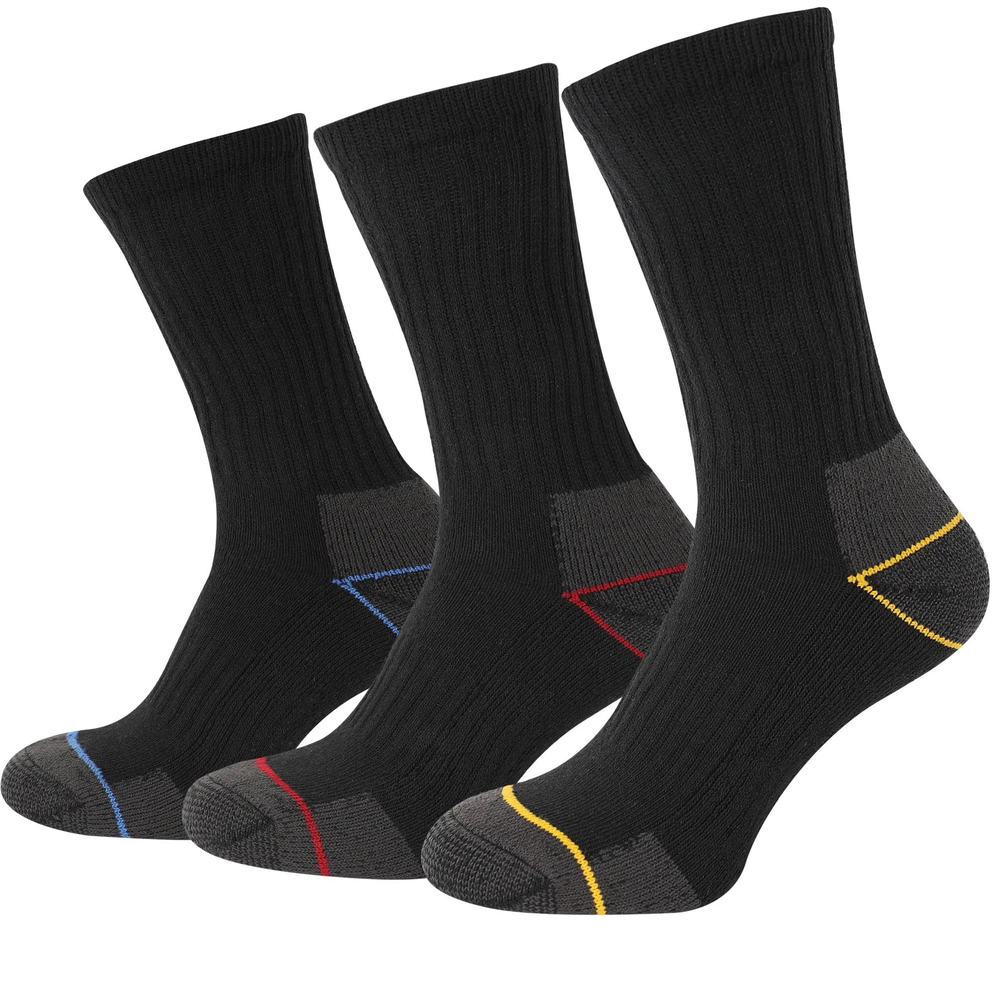 10 Pair Pack Men's Heavy Duty Work Socks Black  Reinforced Heel & Toe Rich Cotton Men's Crew Socks for Hiking Walking Construction work  Moisture & Optimal Comfort  Size UK (6-11) Cotton Polyester Plain Striped Summer Winter Ankle Medium Stretch Menswear