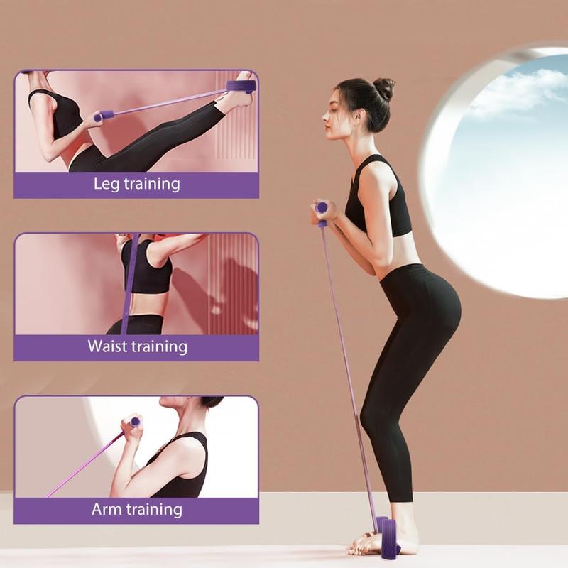 Product Introduction of Multifunction Resistance Training, 4 Tube Pedal Resistance Band, Sit-up Pull Rope Fitness, Tension Rope Sport Trainer, Tummy Trimmer, Home Gym Equipment for Women/Men pull  rope tight  rope 10