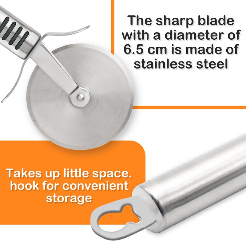 AEX Stainless Steel Pizza Cutter - Heavy Duty Kitchen Utensil Pasta Slicer Blade Thick Cheese Knives 3