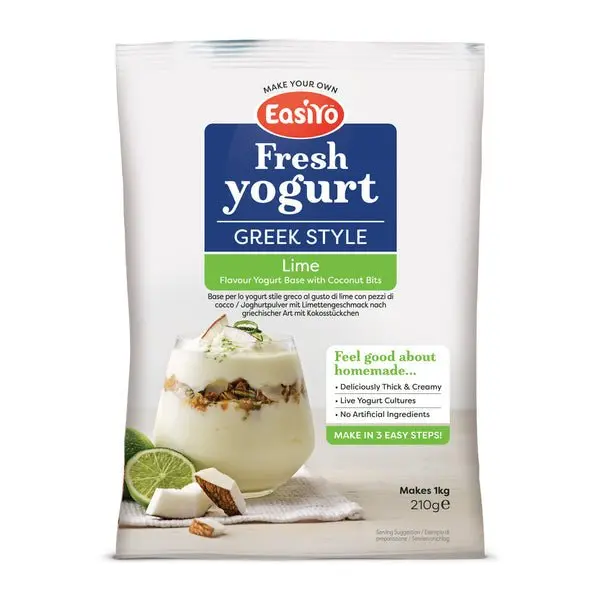 Greek Style Lime with Coconut Bits EasiYo Yogurt Sachet Makes 1KG | EasiYo Yoghurt Mix