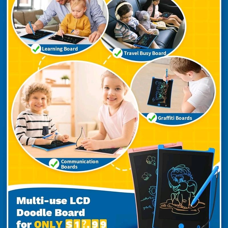 LCD Writing Tablet for Kids with Erasable Drawing Board and Lanyard - 8.5inch Colorful Learning Toys Gift 3