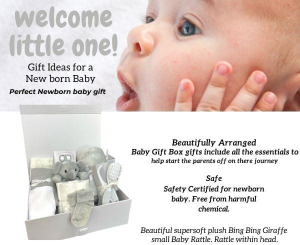 Baby Hamper Newborn Baby Unisex Gifts Includes Baby Essentials for Newborn Extra Soft Cellular Blankets Baby Muslin Squares Brush and Comb and Baby Manicure set 5