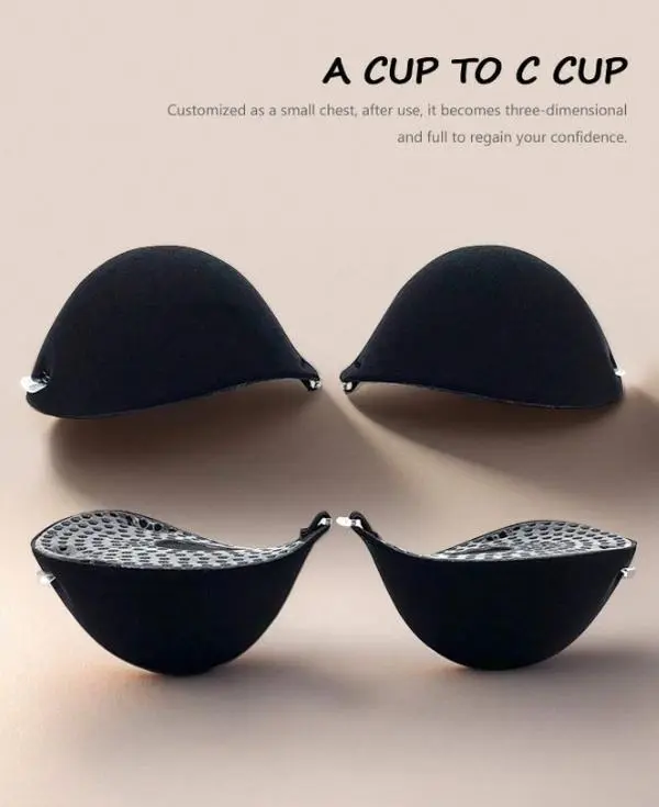 Thick Viscose Invisible Lift Bra - Black Push Up Silicone Bra Pads for Small Breasts - Comfort, Womenswear cup c Seamless Accessory Casual Comfortable Style Essential