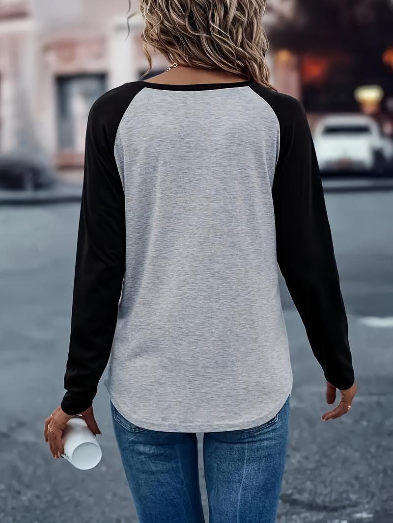 Product Introduction of Long Sleeve Color Block T-Shirt - Regular Length, Polyester and Elastane Knit Fabric, Crew Neck for All Seasons 2