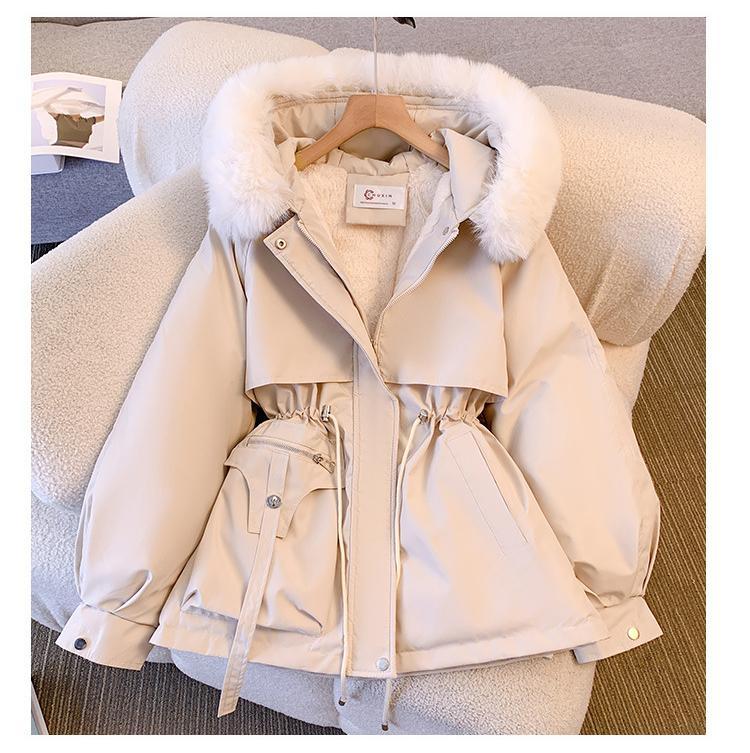 Product Introduction of winter Down Cotton Dress Women's Short Large Fur Collar Style Overcoming Slim Waist Fashion Casual Coat 5