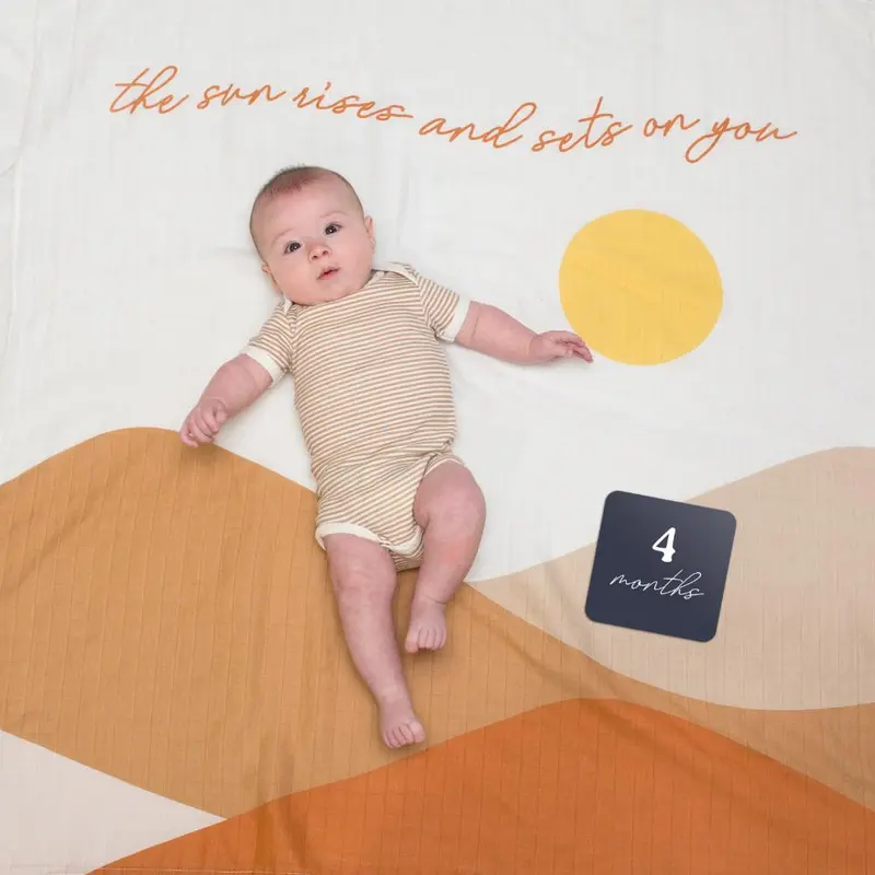 Lulujo - Single Cotton Swaddle & Cards Gift Set - Sun Rises 8