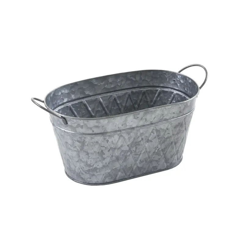 Marko Gardening Large Oval Handle Galvaniseed Metal Plant Pot Planter Garden Balcony Flower Tub 3