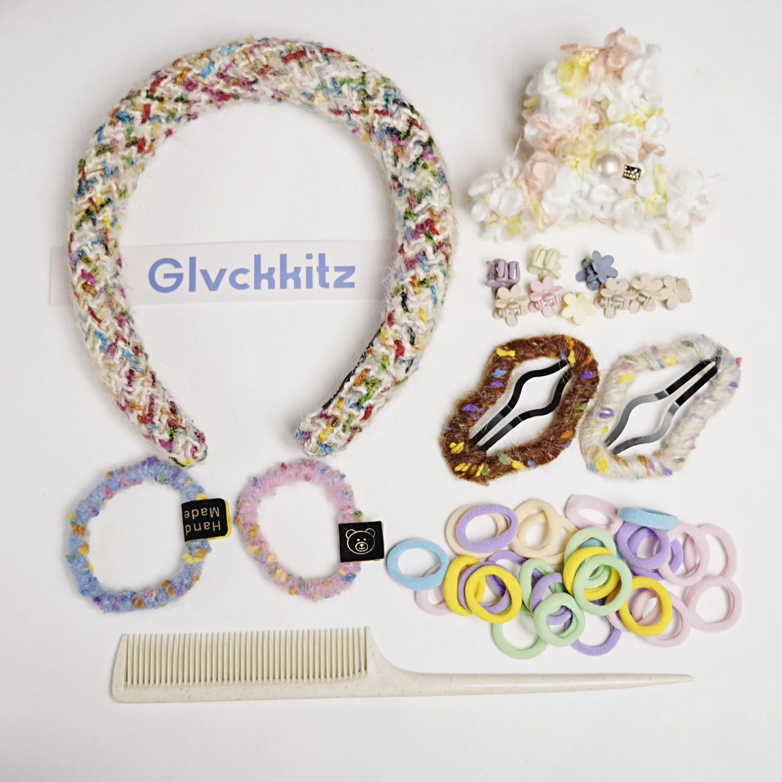 Surprise gift Handmade Colorful Crochet-Knitted Headband | Stylish & Comfortable Hair Accessory Complete Hair Accessory Gift Set | Stylish Clips, Ties，Christmas GIft ，Black Frida，Knitted Hair Accessories Gift Set | Elastic Hair Ties & Stylish Accessoriesy
