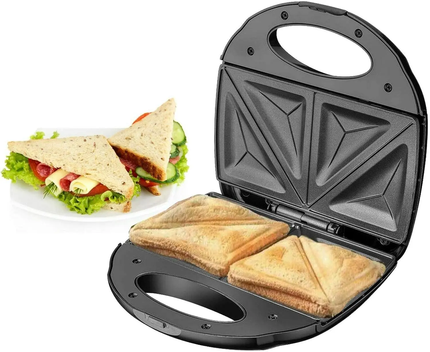 Toastie Maker | 2 Slice Sandwich Toaster  Cooks Delicious Crispy Sandwiches | 750W  2 Slice Sandwich Press | Cool Touch Handle  Automatic Temperature Control  Non-Stick Plate