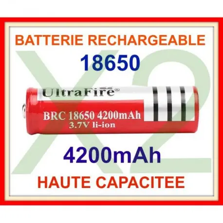 2 x Ultra Fire BRC 1 8650 4200mAh Rechargeable Battery for Video Doorbell Torch Button Top Battery - Mobile, Accessories 1