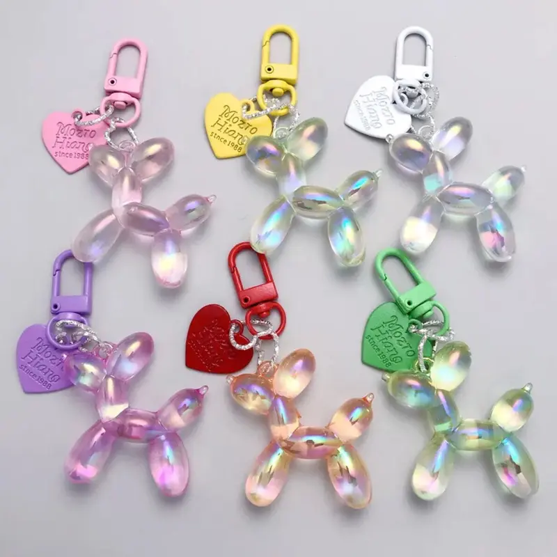 Candy Color Sweet Resin Balloon Dog Keychain for Women Girls - Kawaii Cartoon Balloon Dog Keychain bag charms keyring
