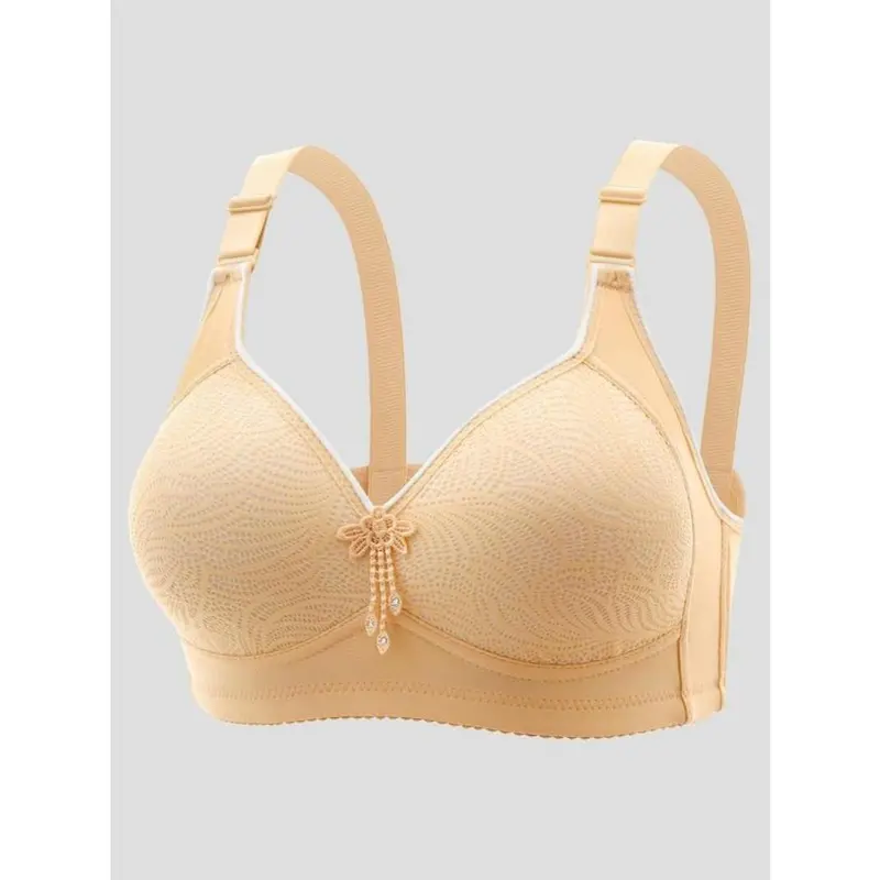Women's Adjustable Strap Flower Decor Bra, Push Up Bra, Soft Comfortable Breathable Wireless Lingerie Top for Daily Wear, Ladies Lingerie for All Seasons, Basic Underwear for Women, Womenswear 2