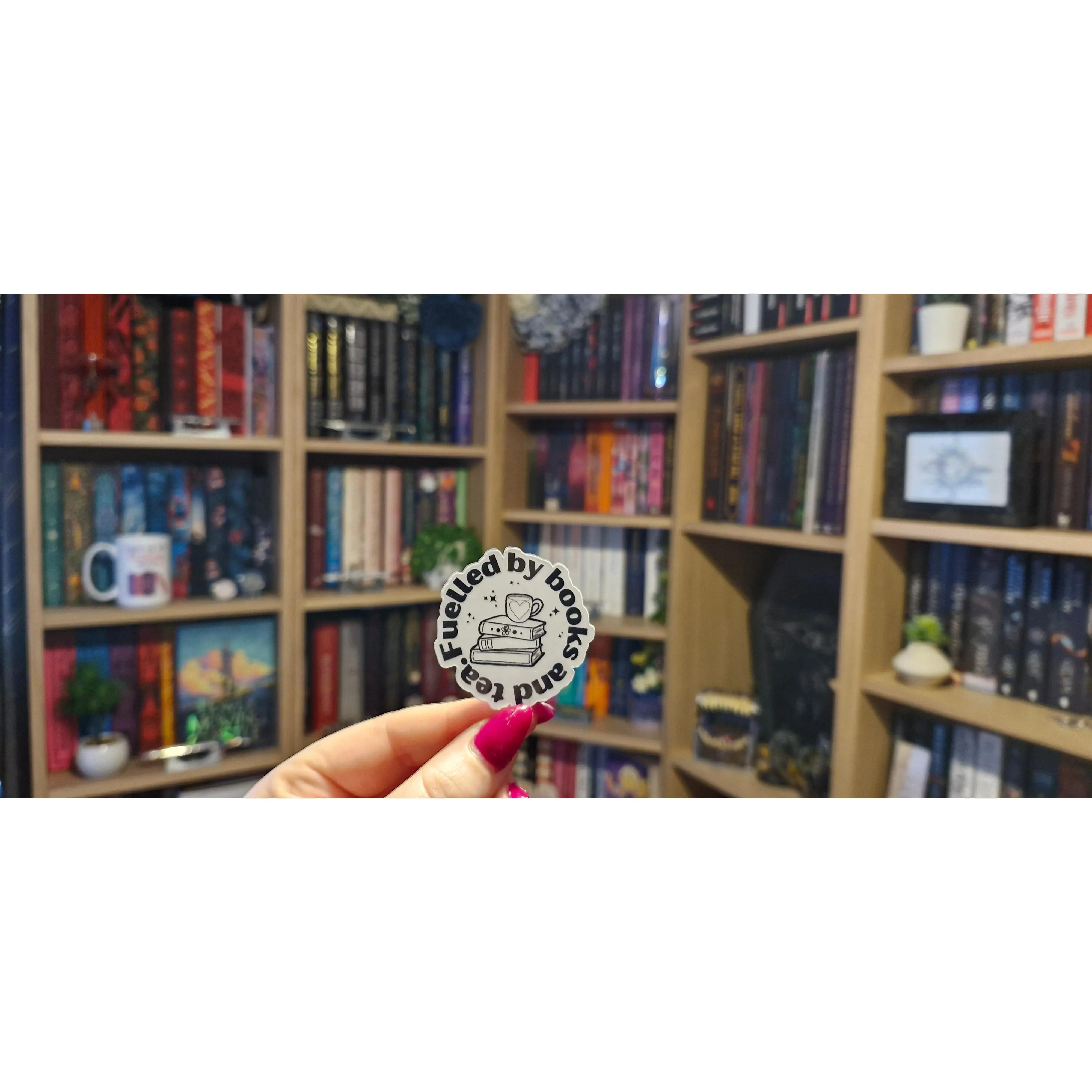 Sticker (Fuelled by tea and books ver) Decor Decorative Vinyl Waterproof Print