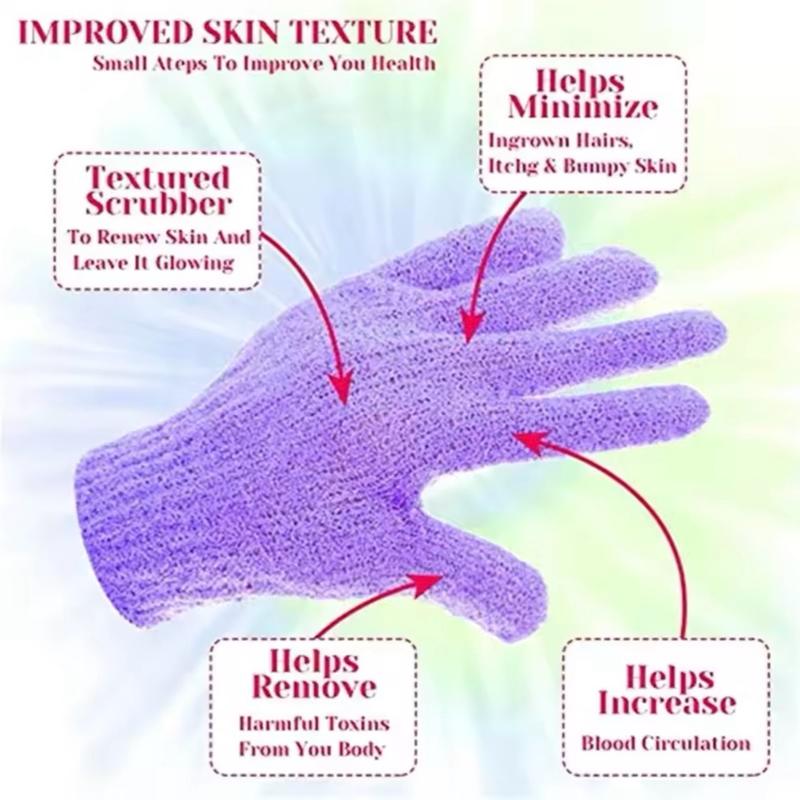 （gift）Random Colour  1pc Exfoliating Gloves Body Scrubber Bath Gloves Scrubbing Gloves for Shower, Spa, Massage, Dead Skin Cell Remover Personal Cleaning 2