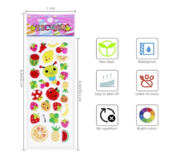 3D Stickers for Kids Toddlers Vivid Puffy Kids Stickers 24 Different Sheets Over 550, Coloured 3D Stickers for Boys Girls Teachers as Reward, Gift, Craft Scrapbooking 6