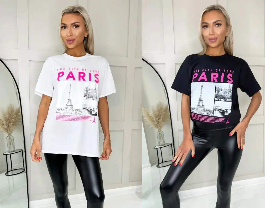 House of Sehrish Women's Ladies Paris Slogan Oversized T-Shirt
