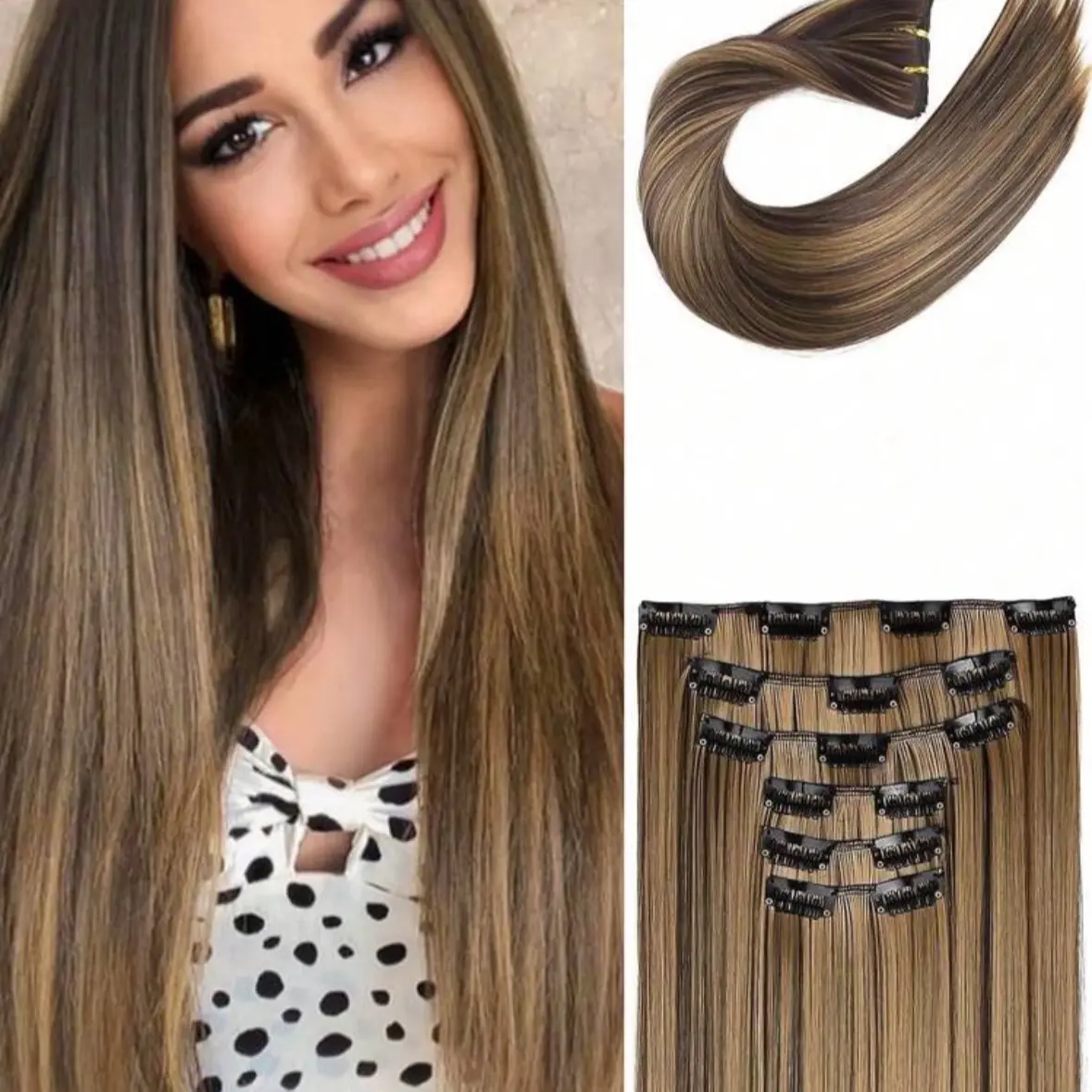 24 inch 6 piece hair clip ins for everyday use