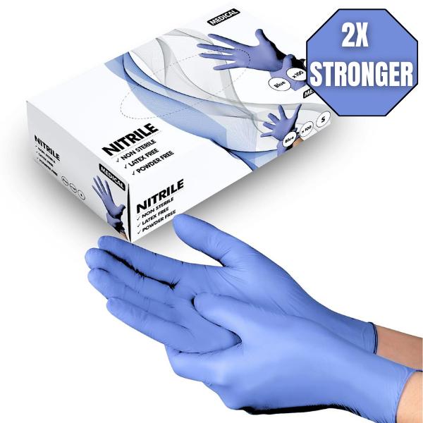 400X 4 Boxes Of 100 Gloves SuperTouch Super Strong Nitrile Gloves Disposable | Blue Surgical Gloves Powder & Latex Free Strong & Flexible Multi Sector Purpose Use Bulk All Sizes 0