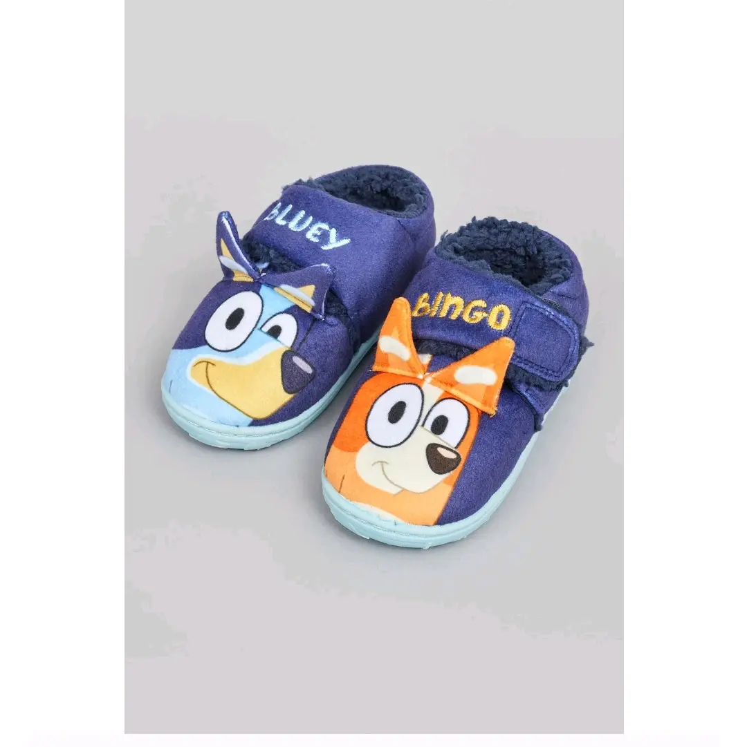 Boys 3D Bluey and Bingo Soft Warm Slippers, Size 6-12 - Lightweight and Gripped Rubber Sole kids trainers