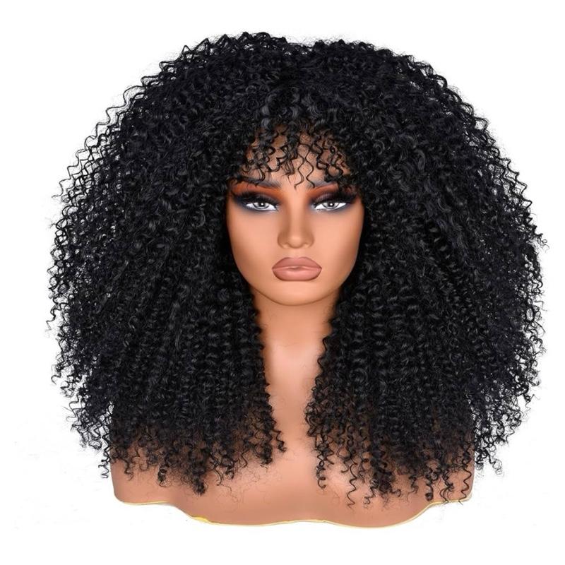 Afro Kinky Curly Synthetic Wig - Soft and Fluffy - 16 Inch - Black 1