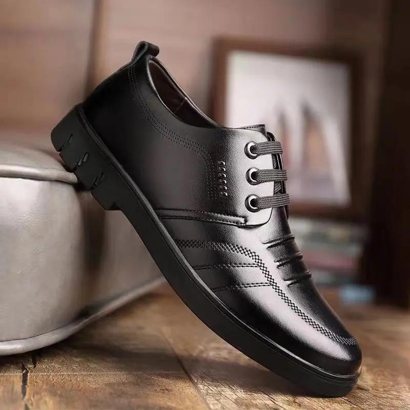 Men's leather shoes breathable men's shoes round head soft sole foreign trade casual shoes work shoes Footwear Boy 0