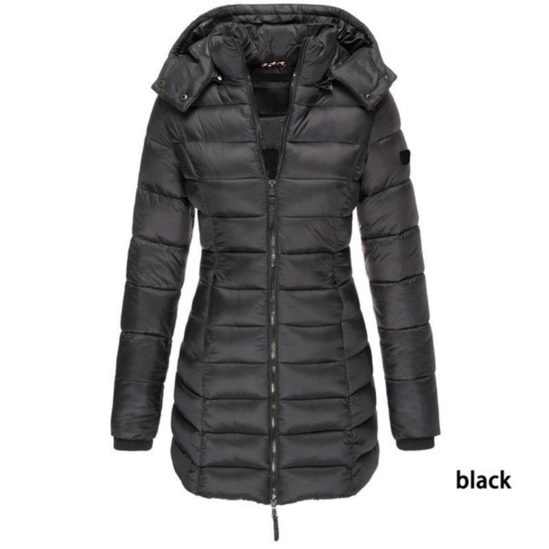 【2025】Winter Thicken Warm Women Parkas Zippers Solid Overcoat Casual Long Sleeve Padded Puffer Jacket Female Mid-length Slim Coat Top 7